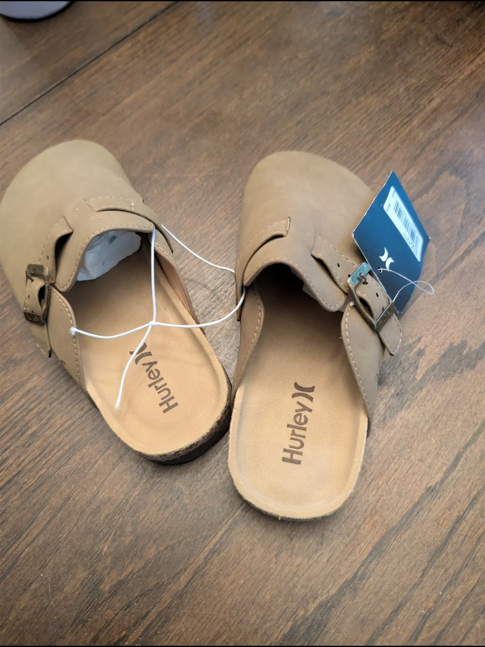 Hurley Taupe/Brown Buckle Slip-On Mules